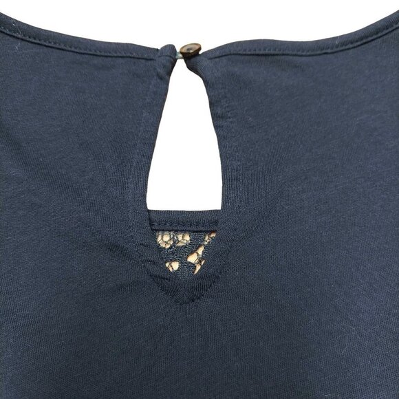 Ann Taylor LOFT Women's Petite Navy Blue Sleeveless Lace Blouse - Picture 5 of 6